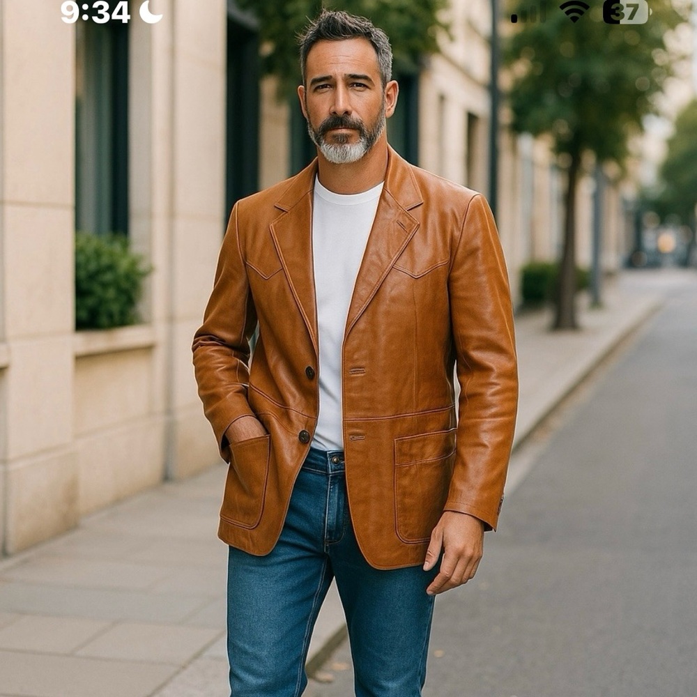 Wilsons Leather Vintage Tan Blazer - Picture 15 of 15